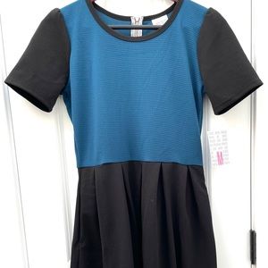 LULaRoe medium Amelia dress, NWT, teal and black